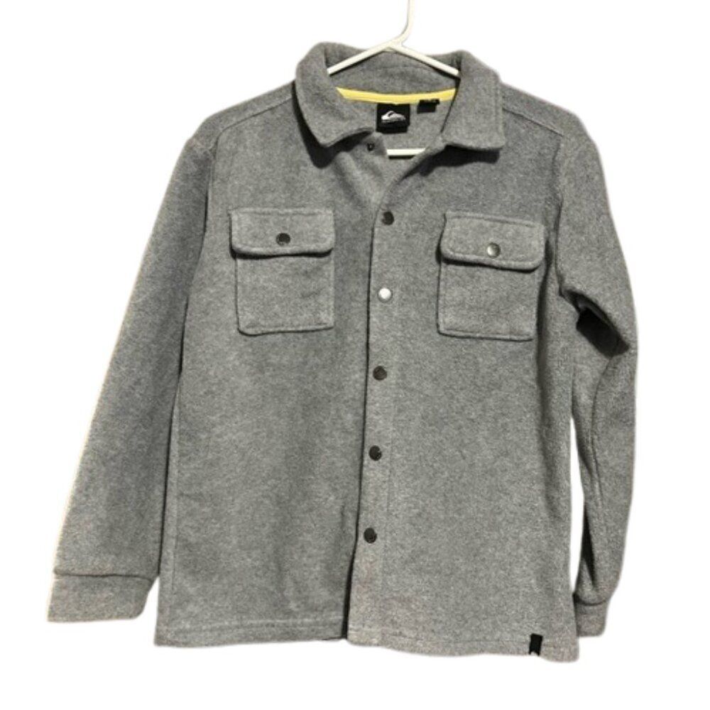 Quiksilver Kids Fleece Button Up Gray Jacket MEDIUM (10/12)